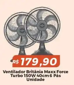 Mart Minas Ventilador Britânia Maxx Force Turbo 150W 40cm 6 Pás Unidade oferta