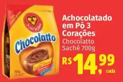 Supermercados Mateus Achocolatado em Pó 3 Corações Chocolatto Sachê oferta