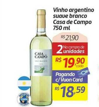 Comper Vinho Argentino Suave Branco Casa De Campo oferta