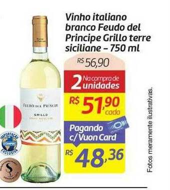 Comper Vinho Italiano Branco Feudo Del Principe Grillo Terre Siciliane oferta