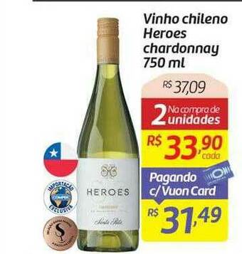 Comper Vinho Chileno Heroes Chardonnay oferta