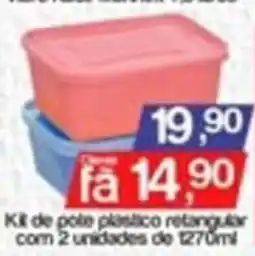 Supermercados Gricki Kit de pote plastico retagular com 2 unidades oferta