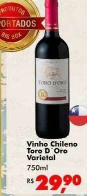 Big Box Vinho Chileno Toro D'oro Varietal oferta