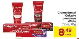 Carrefour Creme dental Colgate Luminous White Tipos, oferta