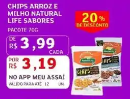 Assaí Atacadista Chips arroz e milho natural life sabores oferta