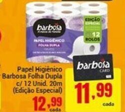 Papel Higiénico Barbosa Folha Dupla c/12 unid. 20m