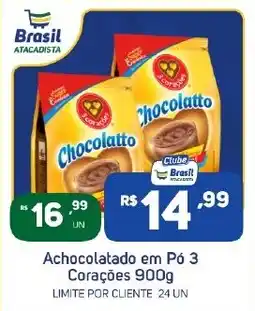Brasil Atacadista Achocolatado em Pó 3 Corações oferta