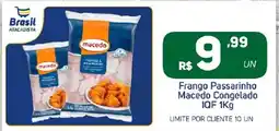 Brasil Atacadista Frango Passarinho Macedo Congelado IQF oferta