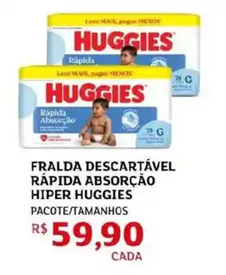 Assaí Atacadista Fralda descartável rápida absorção hiper huggies oferta