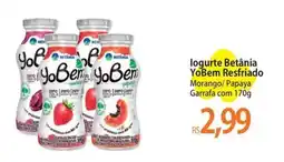 Atacadão logurte Betânia YoBem Resfriado Morango/ Papaya Garrafa oferta