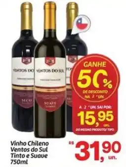 Fort Atacadista Vinho Chileno Ventos do Sul Tinto e Suave oferta