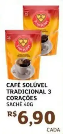 Assaí Atacadista Café solúvel tradicional 3 corações sache oferta