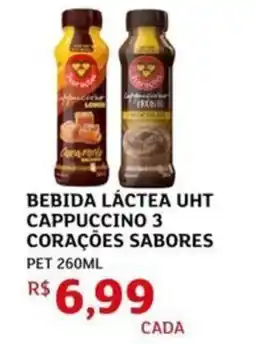 Assaí Atacadista Bebida láctea uht cappuccino 3 corações sabores pet oferta
