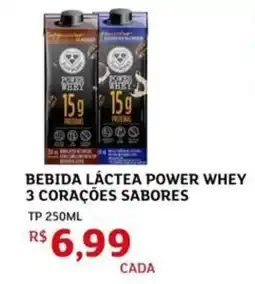 Assaí Atacadista Bebida láctea power whey 3 corações sabores oferta