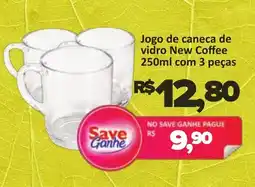 Supermercados Savegnago Jogo de caneca de vidro New Coffee oferta
