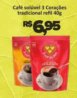 Supermercados Savegnago Café solúvel 3 Corações tradicional refil oferta