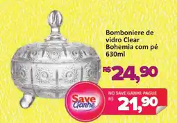 Supermercados Savegnago Bomboniere de vidro Clear Bohemia com pé oferta