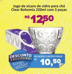 Supermercados Savegnago Jogo de xícara de vidro para chá Clear Bohemia oferta