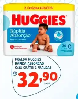 Bergamais Supermercados Fralda huggies rápida absorção c/30 grátis 2 fraldas oferta