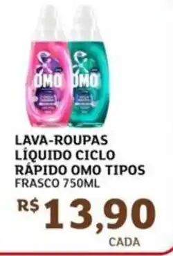 Assaí Atacadista Lava-roupas líquido ciclo rápido omo tipos frasco oferta