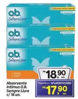Fort Atacadista Absorvente Intimus O.B. Sempre Livre c/16 un. oferta