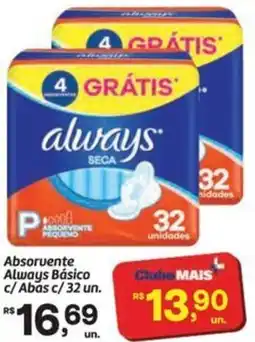 Fort Atacadista Absorvente Always Básico c/ Abas c/32 un. oferta