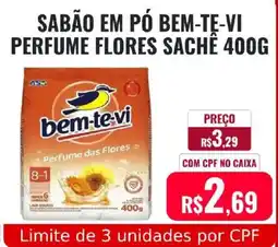 Supermercados Mateus Sabão em pó bem-te-vi perfume flores sachê oferta