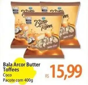 Bala Arcor Butter Toffees Coco Pacote