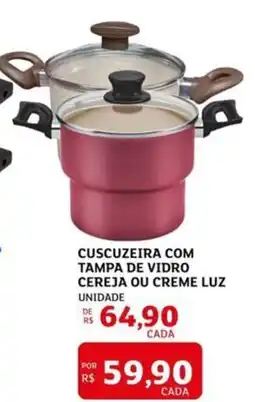Assaí Atacadista Cuscuzeira com tampa de vidro cereja ou creme luz unidade oferta