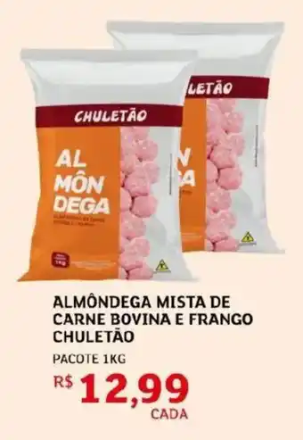 Almondega mista de carne bovina e frango chuletão