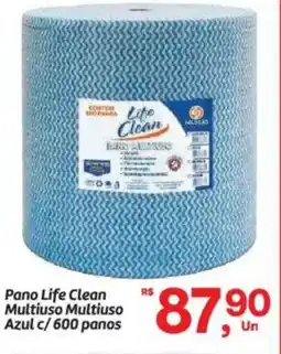 Fort Atacadista Pano Life Clean Multiuso Multiuso Azul c/600 panos oferta