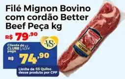 Villarreal Supermercados Filé Mignon Bovino com cordão Better Beef Peça oferta
