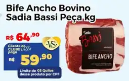 Villarreal Supermercados Bife Ancho Bovino Sadia Bassi Peça oferta