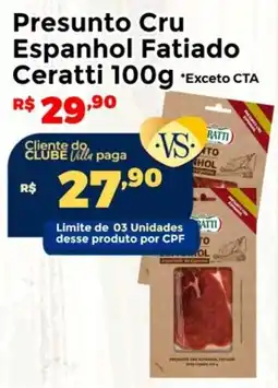 Villarreal Supermercados Presunto Cru Espanhol Fatiado Ceratti oferta