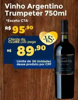 Villarreal Supermercados Vinho Argentino Trumpeter oferta