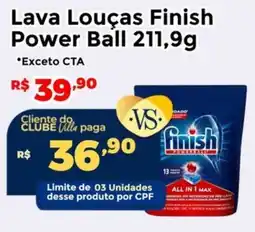 Villarreal Supermercados Lava Louças Finish Power Ball oferta