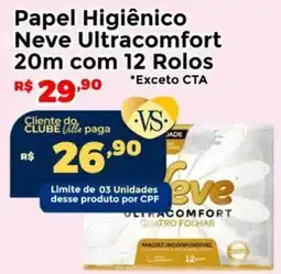 Villarreal Supermercados Papel Higiênico Neve Ultracomfort 20m com 12 Rolos oferta