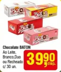 Higa Atacado Chocolate BATON Ao Leite, Branco Duo ou Recheado c/ 30 un. oferta