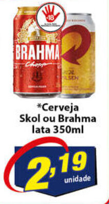 Vencedor Atacadista Cerveja Skol ou Brahma lata 350ml oferta