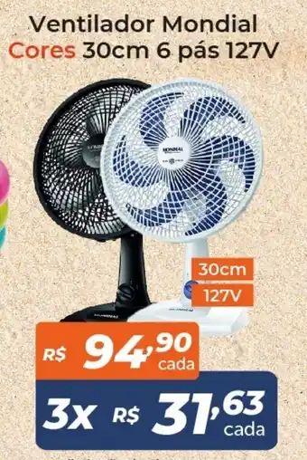 Atakarejo Ventilador Mondial Cores 30cm 6 pas 127v oferta
