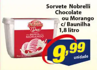 Vencedor Atacadista Sorvete Nobrelli Chocolate ou Morango c/ Baunilha 1.8L oferta