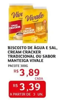 Assaí Atacadista Biscoito de água e sal, cream cracker tradicional ou sabor manteiga vivale oferta