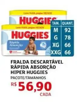 Assaí Atacadista Fralda descartável rápida absorção hiper huggies oferta