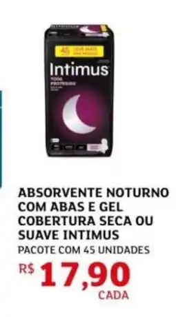 Assaí Atacadista Absorvente noturno com abas e gel cobertura seca ou suave intimus oferta