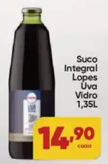 Lopes Supermercados Suco Integral Lopes Uva Vidro oferta