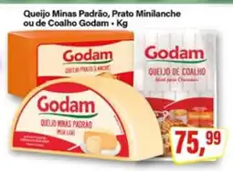 Rede Supermarket Queijo Minas Padrão, Prato Minilancha ou de Coalho Godam oferta