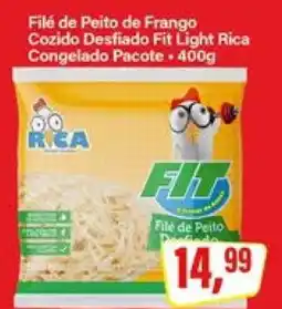Rede Supermarket Filé de Peito de Frango Cozido Desfiado Fit Light Rica Congelado Pacote oferta