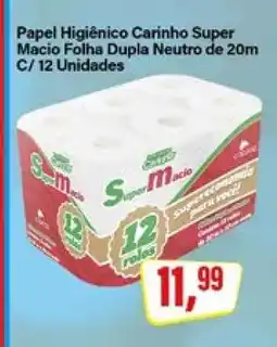 Rede Supermarket Papel Higiênico Carinho Super Macio Folha Dupla Neutro de 20m C/ 12 Unidades oferta