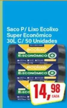 Rede Supermarket Saco P/ Lixo Ecolixo Super Econômico 30L C/ 50 Unidades oferta