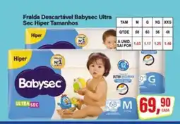 Rede Supermarket Fralda Descartável Babysec Ultra Sec Hiper Tamanhos oferta
